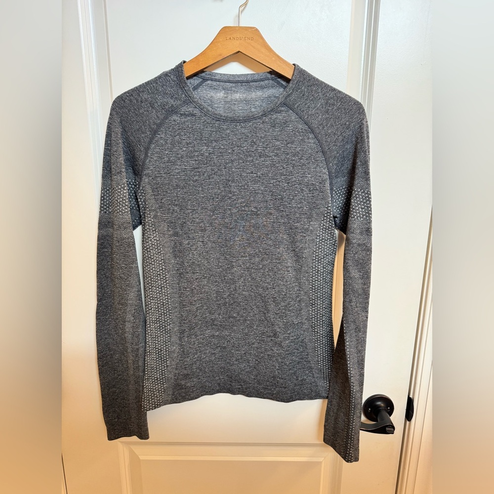 Figs Gray Crew Neck Top with Long Sleeves